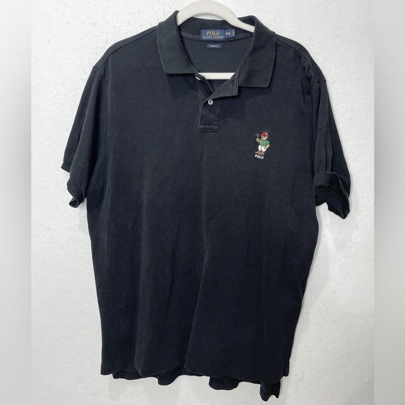 Polo Sport Bear by Polo Ralph Lauren Custom Fit Black Polo Shirt XXL Preppy - Picture 1 of 5